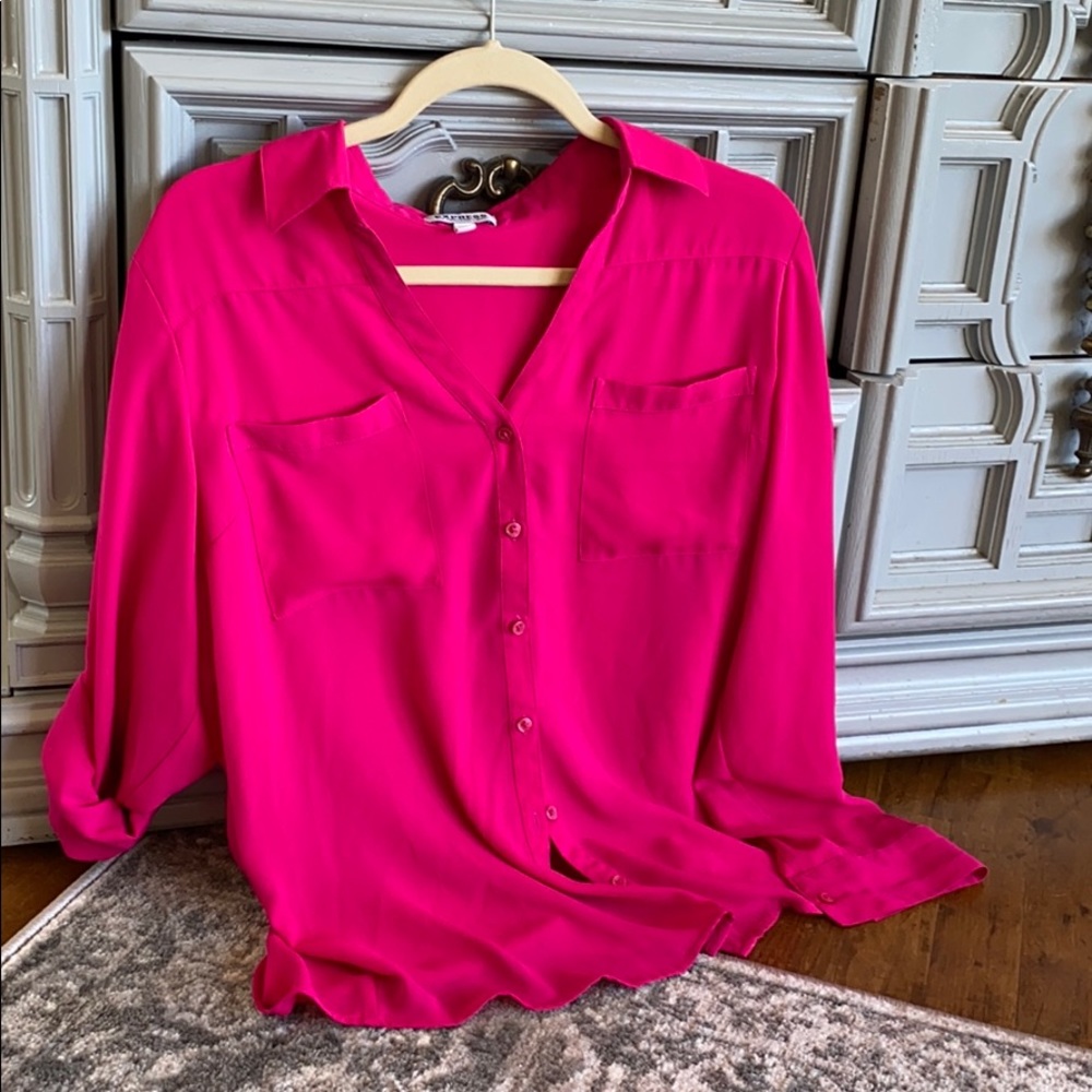 Fuchsia Portofino button-down blouse